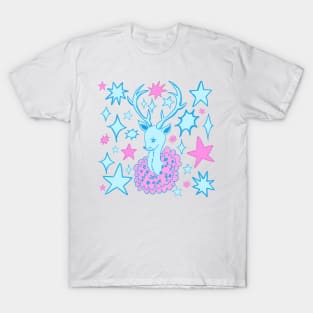 Mid-Century Deer - Pastel Blue & Pink T-Shirt